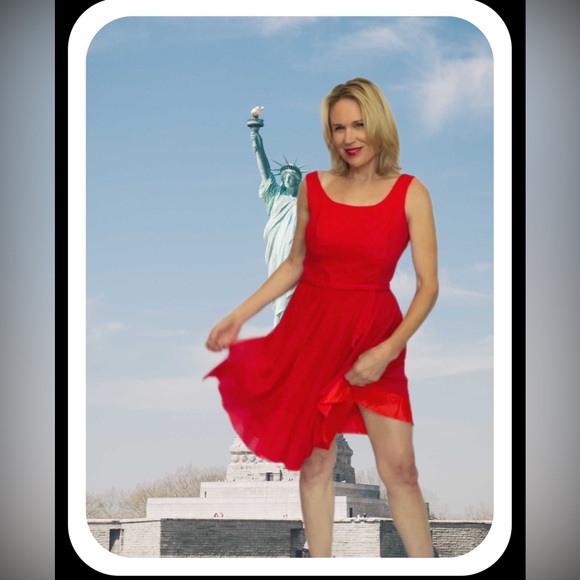 Vintage Maggi Stover Red Chiffon Party Dress - Picture 8 of 8